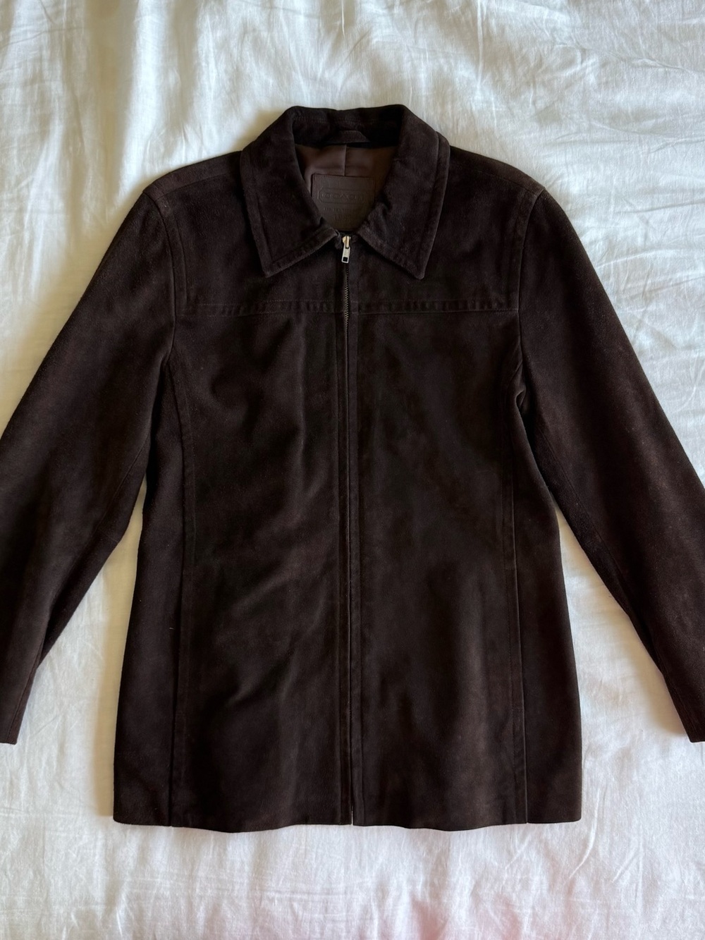 Vintage Coach Dark Brown Suede Zip-Front Jacket
